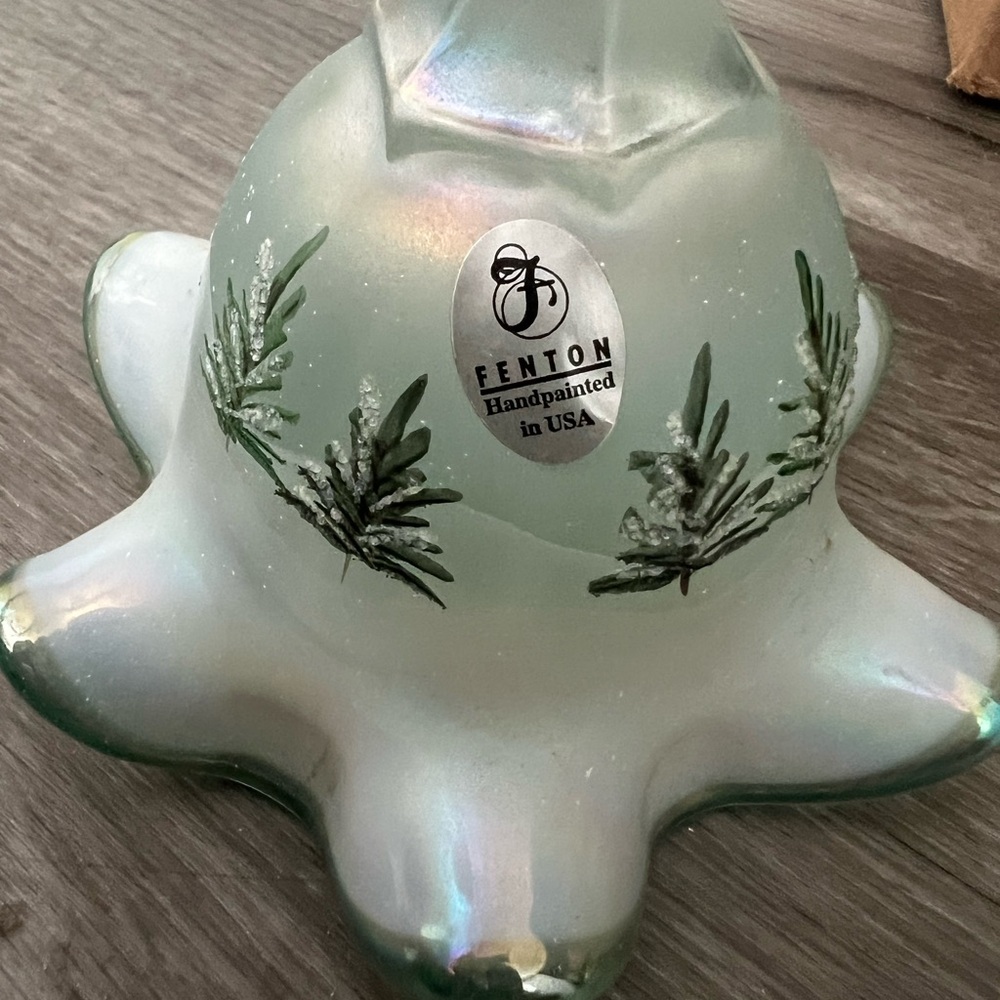 Fenton Glass Bell with Green Fern Design - Picture 5 of 16